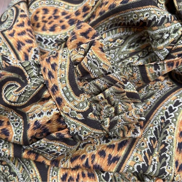 Vintage 60s French Ruffle Midi Dress Animal Print Cottagecore Bohemian Academia - Picture 6 of 8